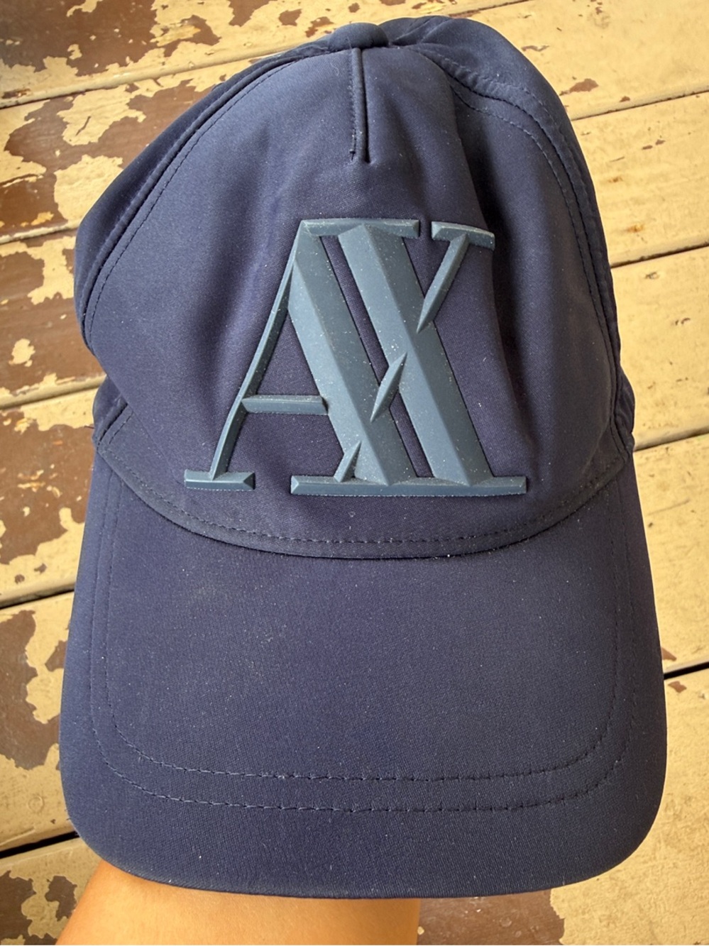 Armani Exchange Navy Blue Men’s Baseball Cap with Raised AX Logo